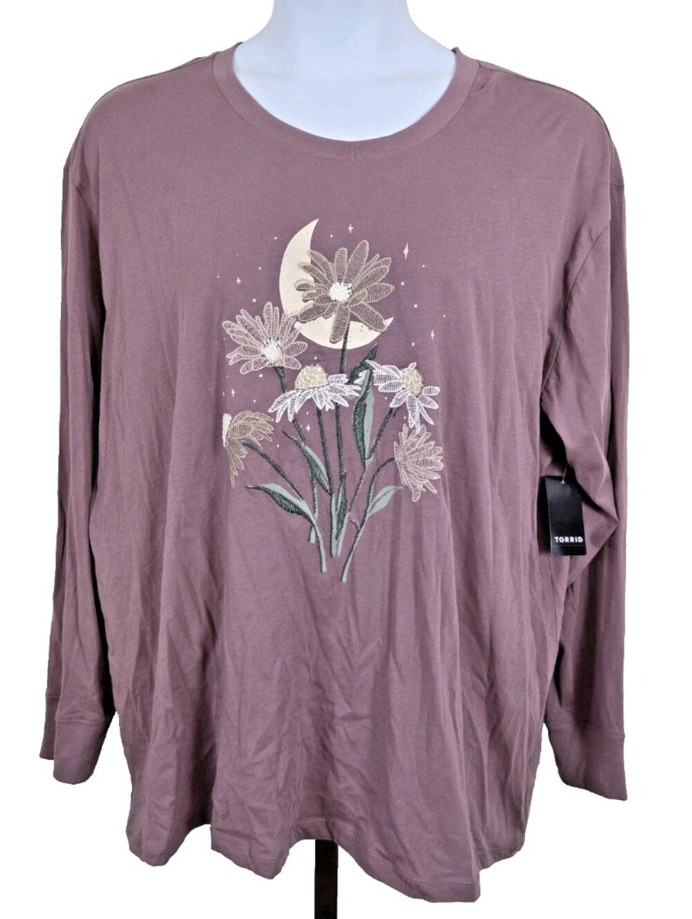 Heritage by Torrid Women's 2 2X 18/20 Floral Moon Jersey Long Sleeve Tee NWT
